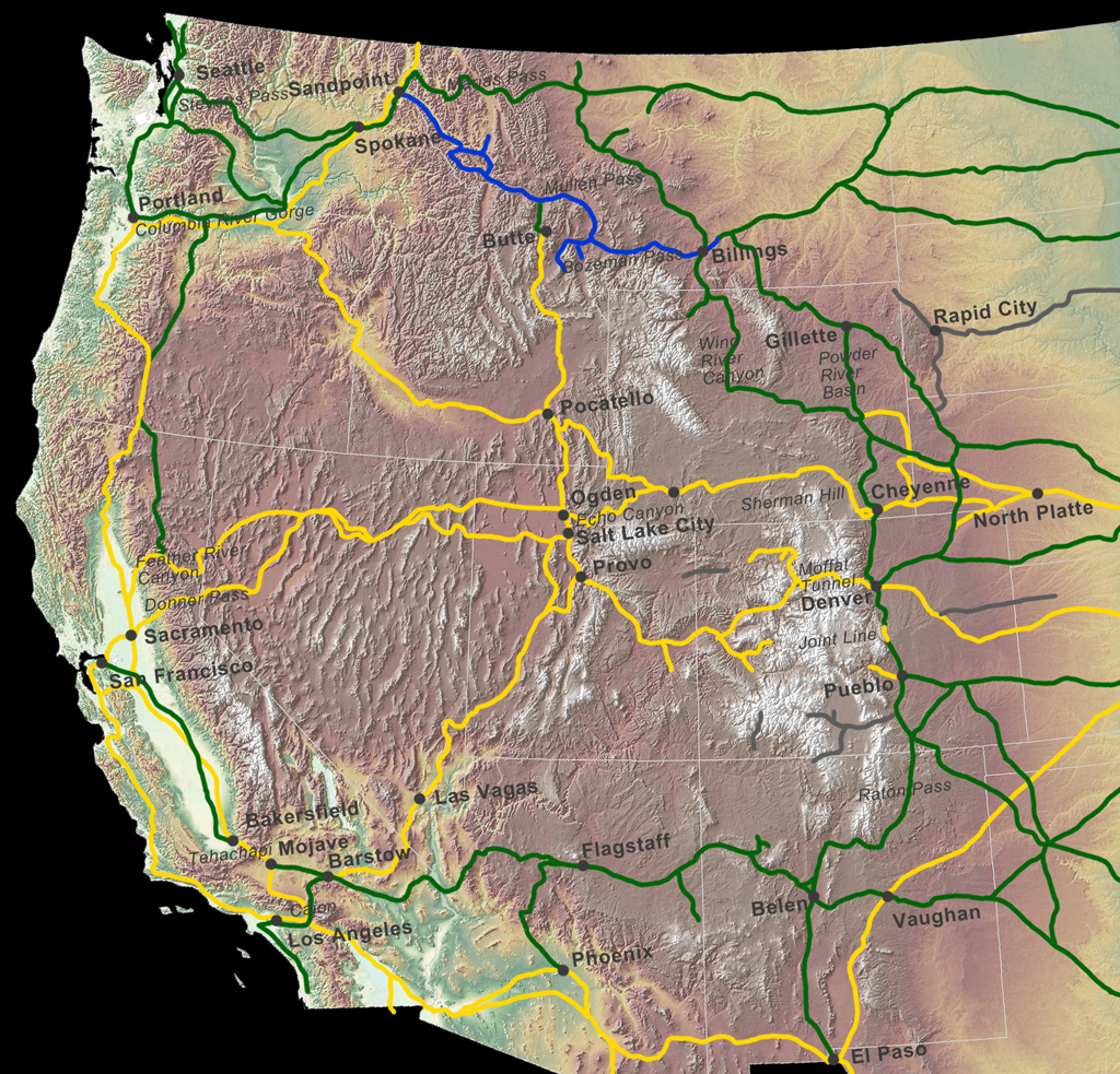 Western North America, please select a railroad line