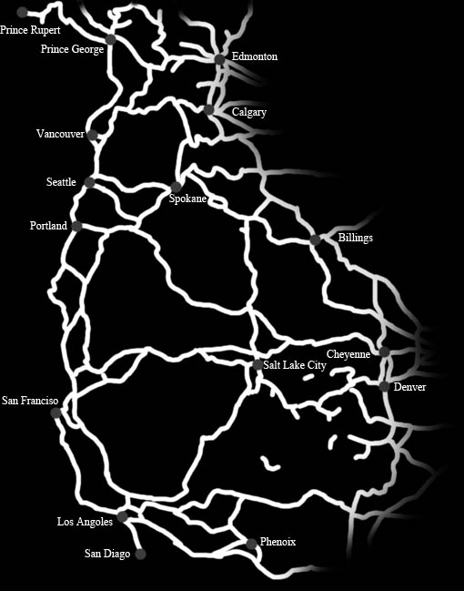 Western North America, please select a railroad line